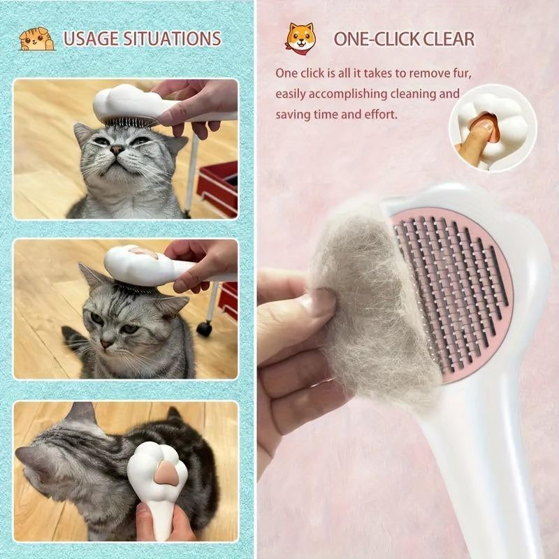 πΎ Magic Self-Cleaning Cat Brush β Paw-Shaped Grooming Tool for Cats & Dogs