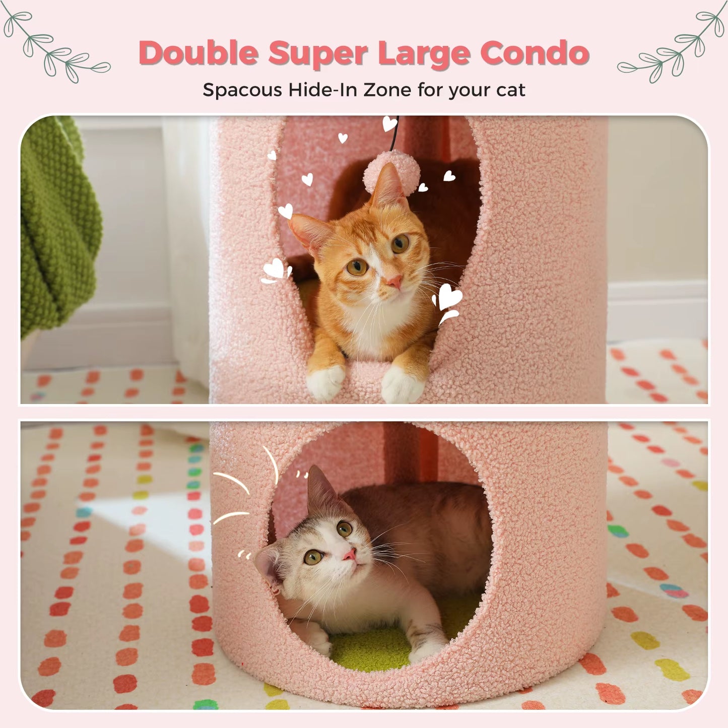 MeowWags™ 2-Story Cat Condo – Cozy Indoor Cat Cave with Removable Flower Bed & Hideaway Hammock
