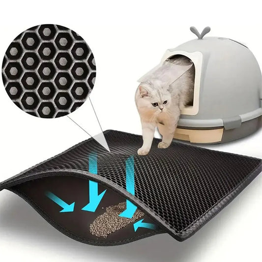 Double-Layer Waterproof Litter Mat for Cats & Small Dogs – Non-Slip, Easy-Clean EVA Pad for Mess-Free Floors